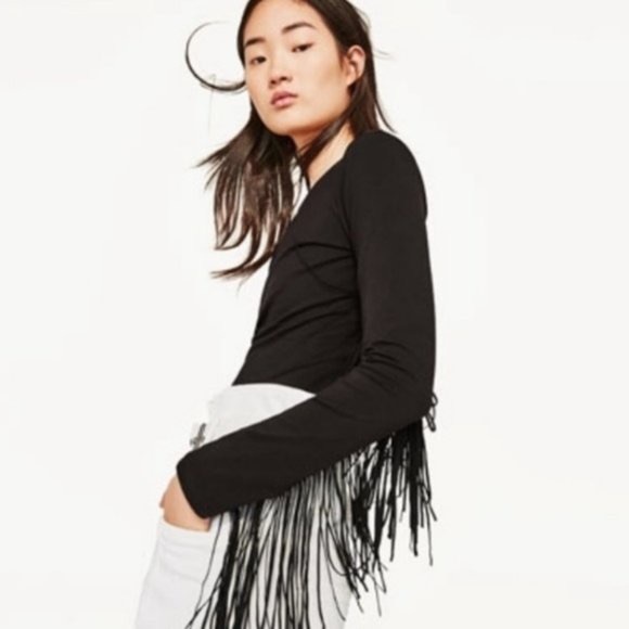 Zara Tops - Zara Fringe Scoop Back Crop Top